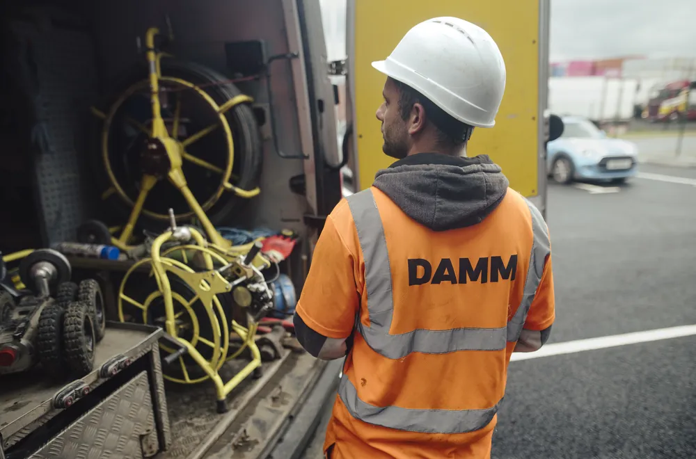 DAMM specialist with his CCTV inspection equipment