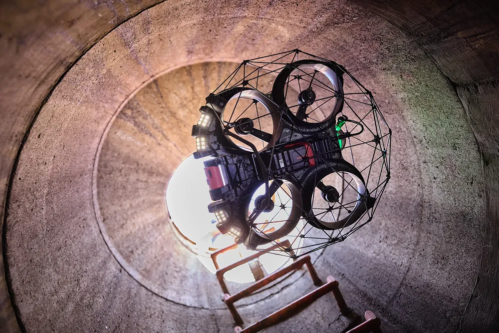 Inspection drone inside a manhole