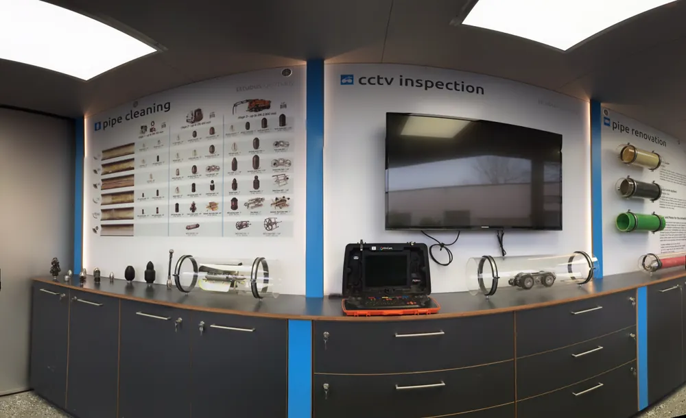 Showroom of sewer inspection and cleaning technology