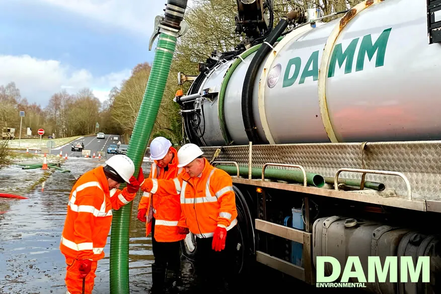 DAMM Environmental team working next to a vacuum tanker