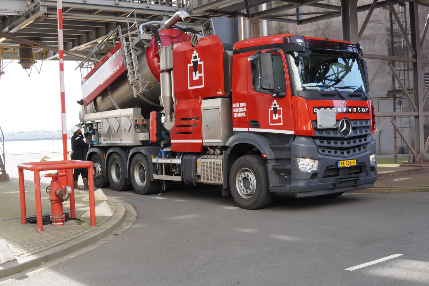 Vacuum truck at an industrial plant