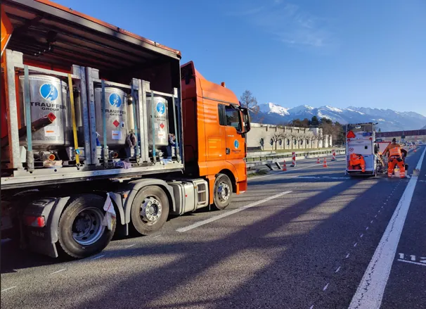 High-performance road marking truck