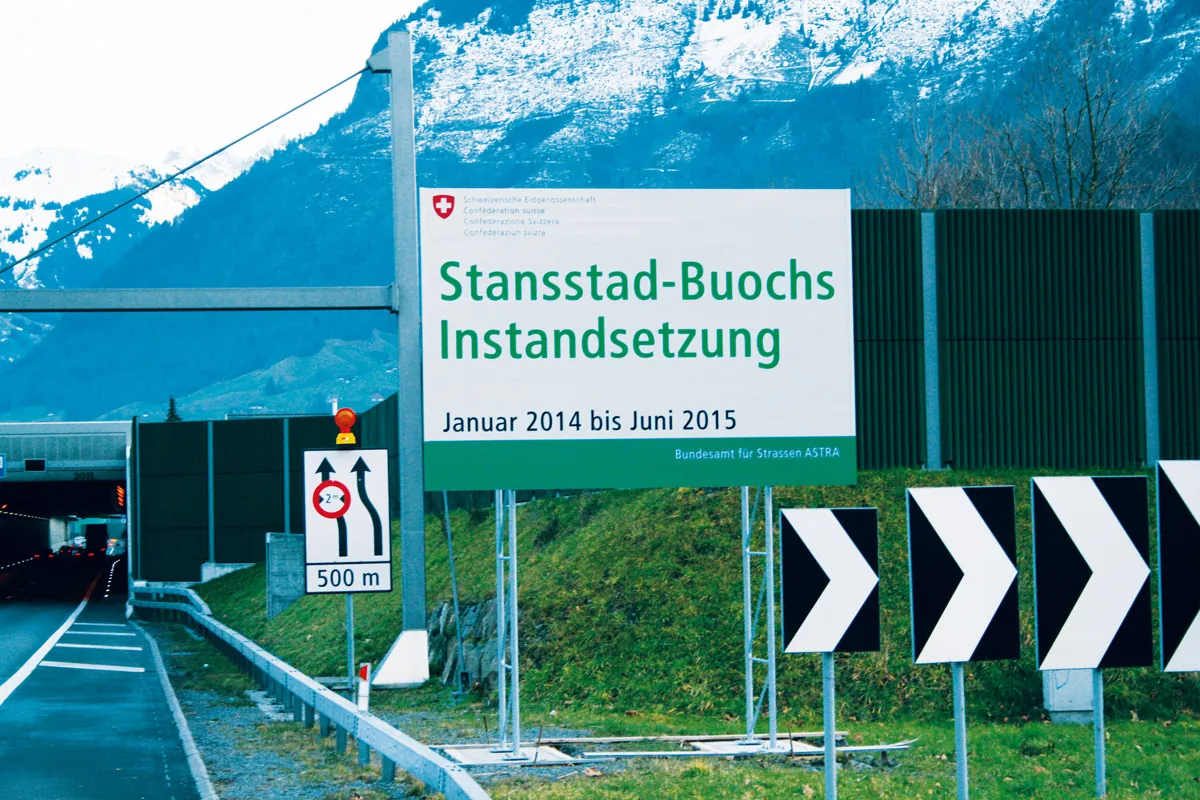 Traffic signage at motorway works